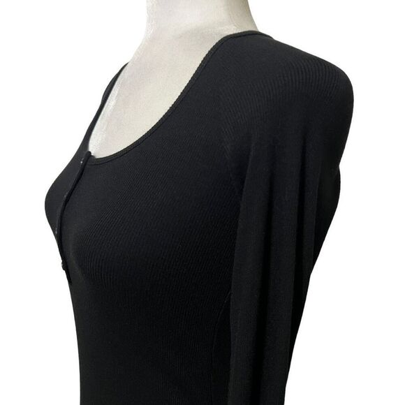 Alix Nyc Ribbed Bodysuit Black Long-Sleeve Soft Henley Size XSmall NWOT - Picture 9 of 14